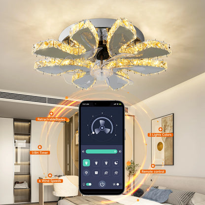 Modern Crystal LED Ceiling Fan Light/Decor Fixture