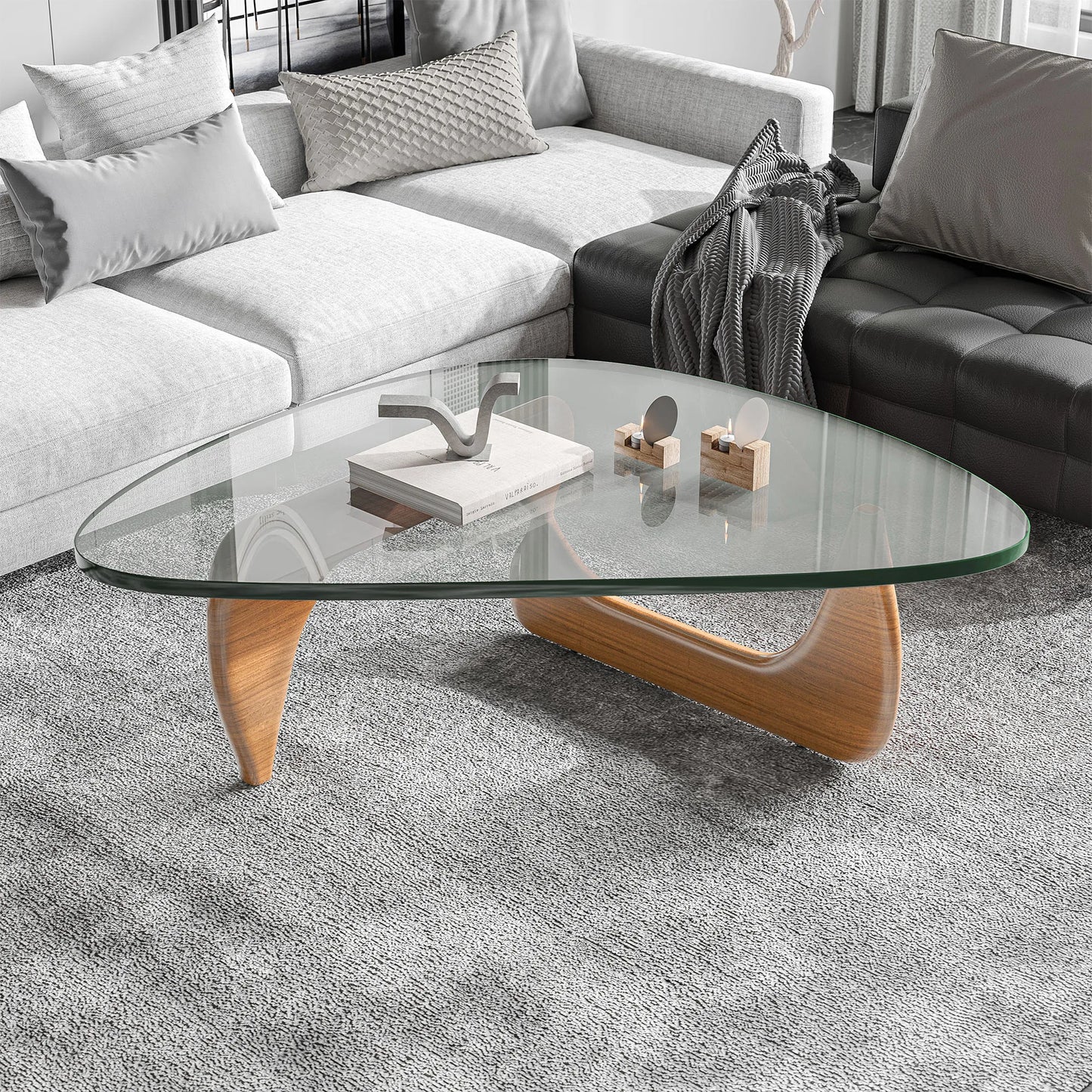 New Design Mid-century Style Triangle Glass Coffee Table