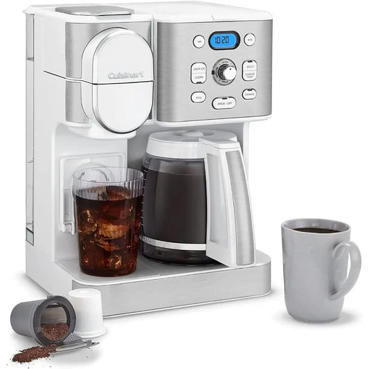 Modern 12-cup Glass Carafe Drip Coffee Maker in White & Stainless Steel  