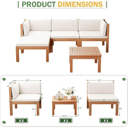 Outdoor L-shaped Sectional Sofa Set w/Coffee