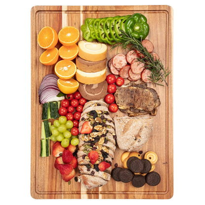 20x15/24x18 Acacia Wood Cutting Board with Deep Juice Groove, rectangular acacia wood cutting board for kitchen prep
