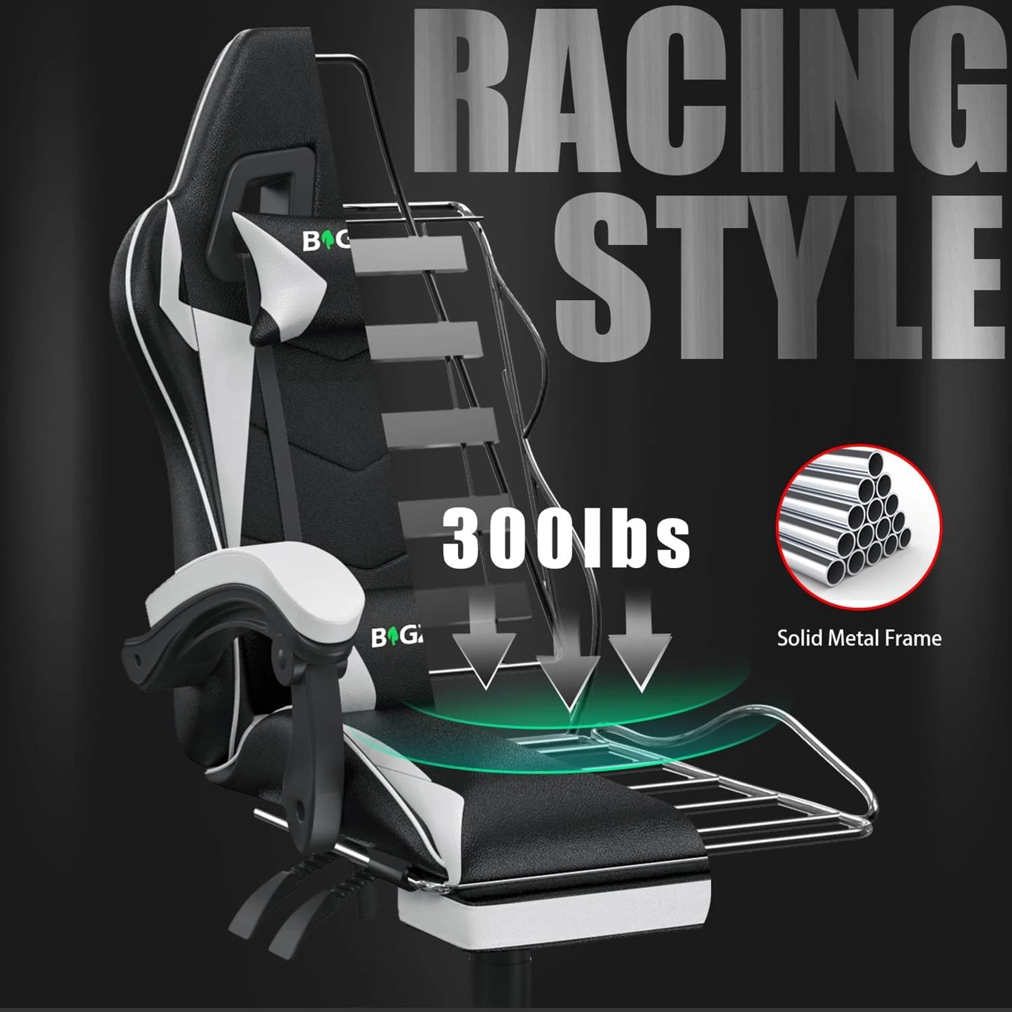 Ergonomic Design Tall Gaming Chair w/Footrest