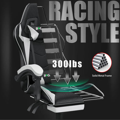 Ergonomic Design Tall Gaming Chair w/Footrest