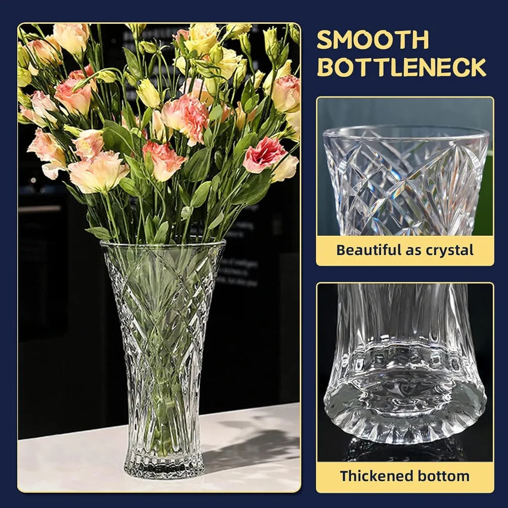 Tall Crystal Glass Flower Vase