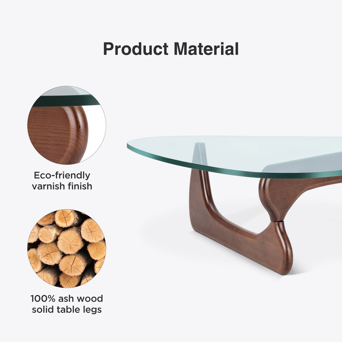 New Design Mid-century Style Triangle Glass Coffee Table