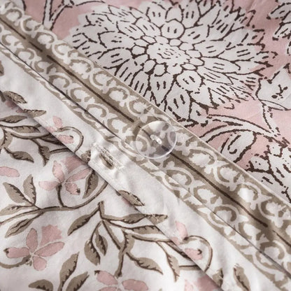 Comforter set showcasing two distinct looks with a beautiful floral pattern, perfect for any decorative style.