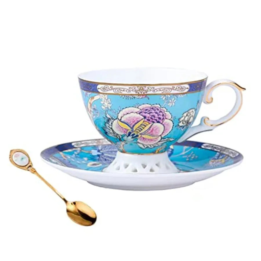 Vintage Bone China Tea Cup with delicate gold trim and floral design.