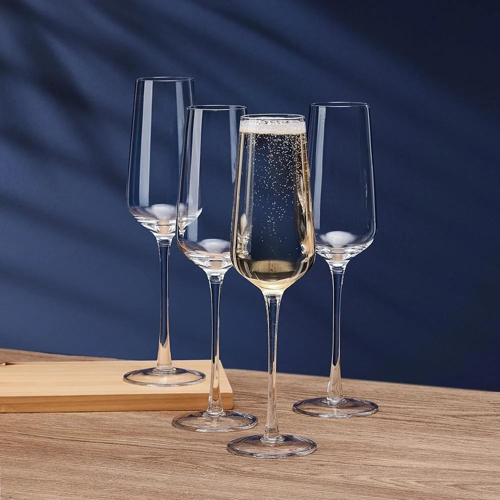 Modern & Elegant Crystal Champagne Toasting Flutes~Set of 4