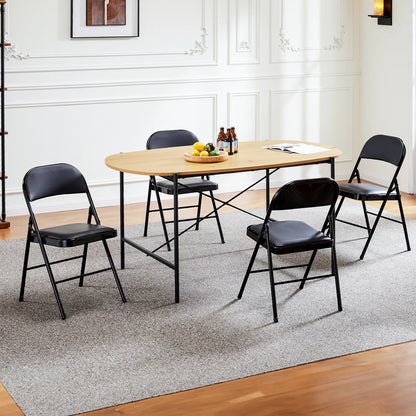 Padded Folding Chairs Set of 4 – Heavy Duty PU Leather Event Chairs, showcasing stylish khaki upholstery and a durable metal frame.