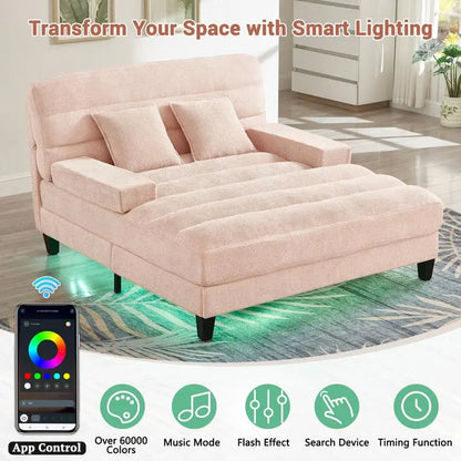 Modern Chenille Lounge/Sofa Chair w/Built-in RGB LED Lights