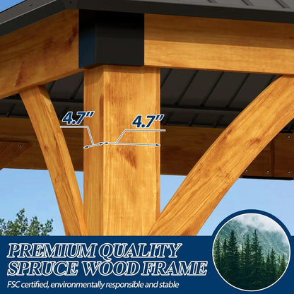 10 x 10 Gray Outdoor Wood Post Gazebo