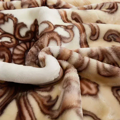 Close-up of the plush fleece texture on the Korean Raschel 2-Ply Heavy Fleece Blanket, 78x90 Queen Size Reversible Geometric Plush Blanket; soft reversible geometric blanket detail.