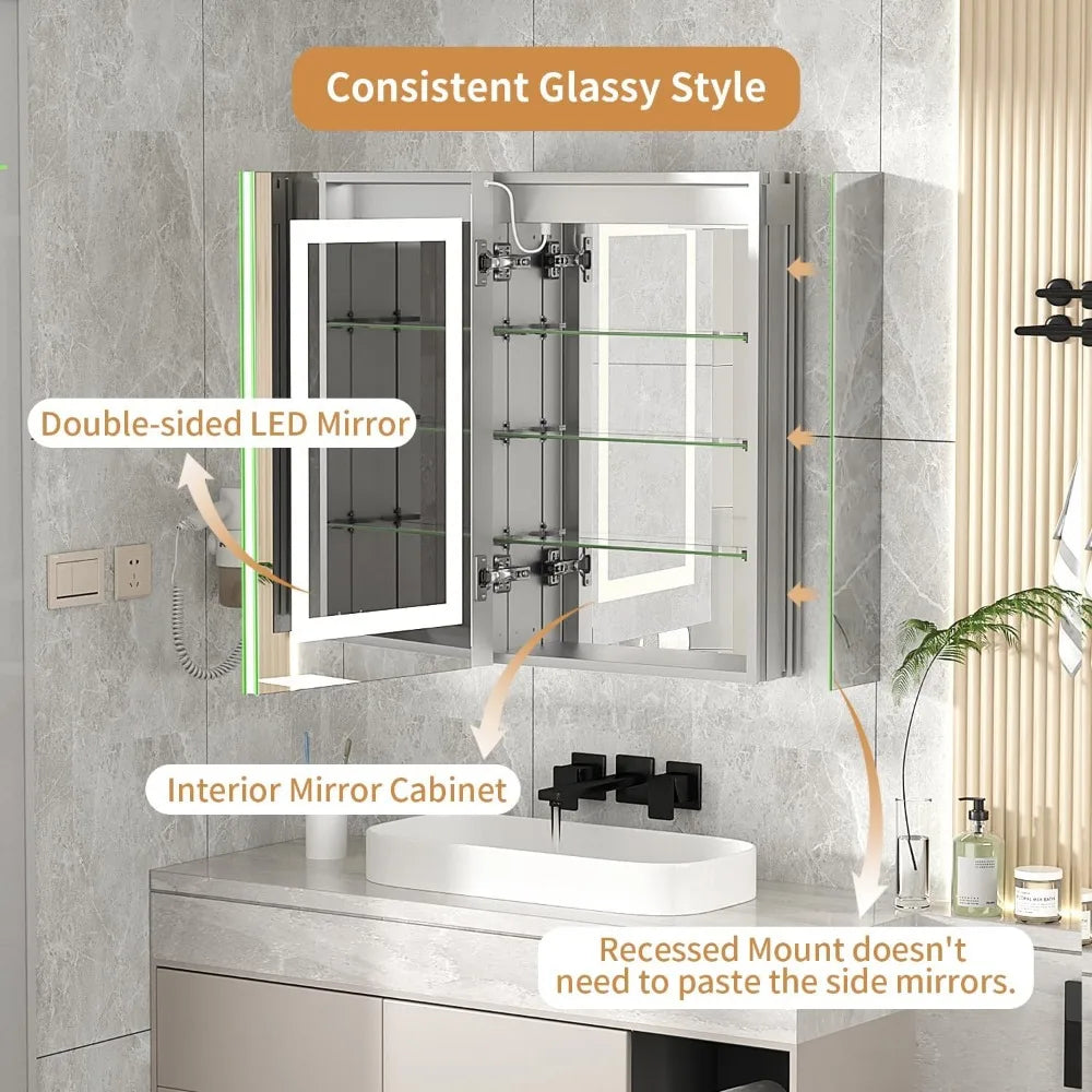 Double-sided LED Mirrored Medicine Cabinet