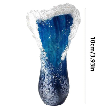 Modern &  Majestical Ocean Blue Sea Wave Resin Flower Vase