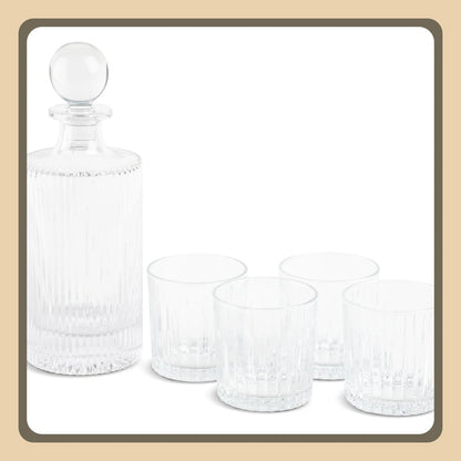 Whiskey Decanter and Cocktail Glasses, 5-Piece Set