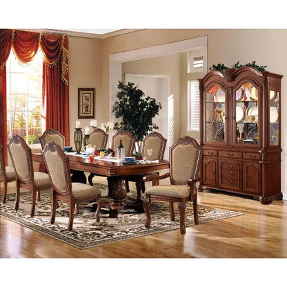 Traditional 10-Piece Double Pedestal Base Dining Table Set for 8