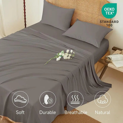 Queen Size Mulberry Silk Sheet Set in Charcoal