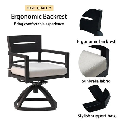 Complete Modern Outdoor Dining Set showcased in a beautiful backyard setting, ideal for social gatherings.