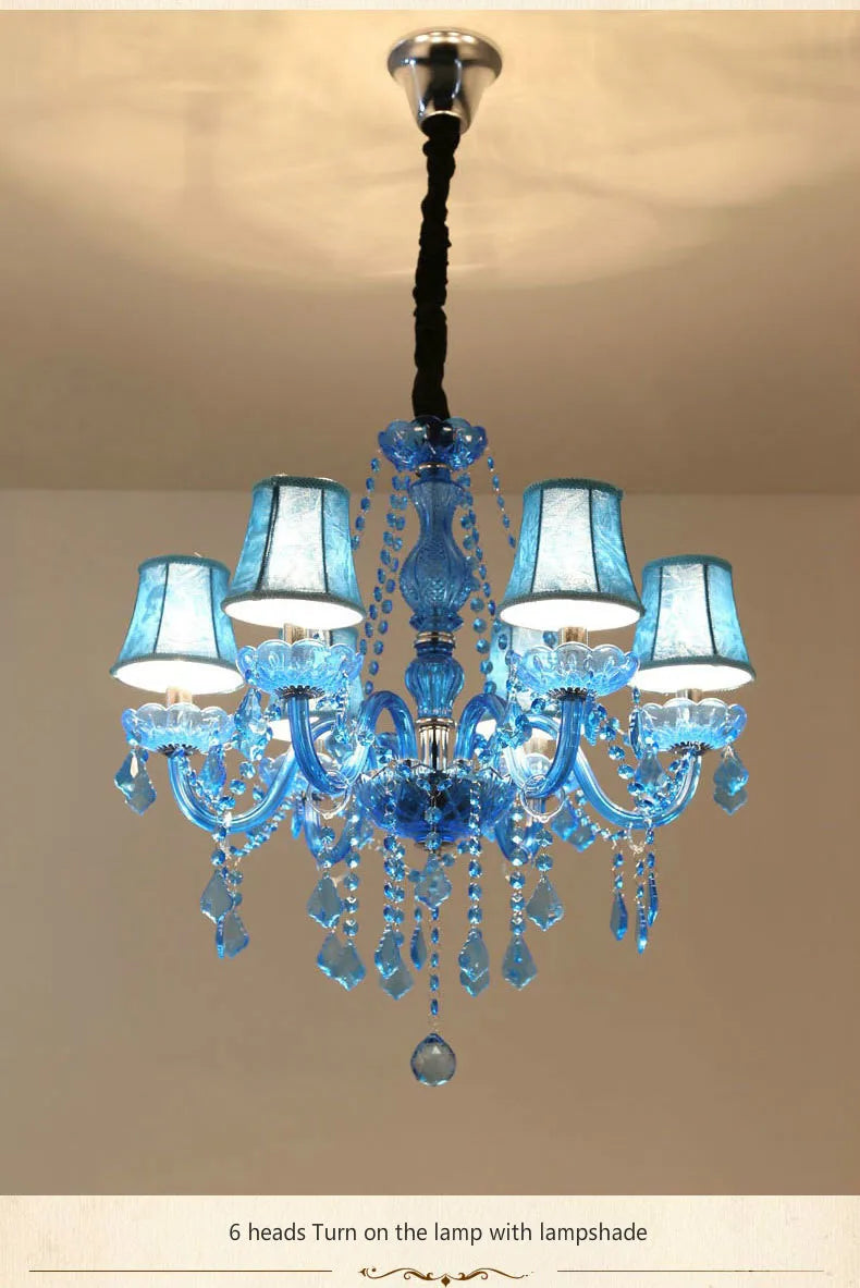 European Mediterranean Blue Crystal Chandelier