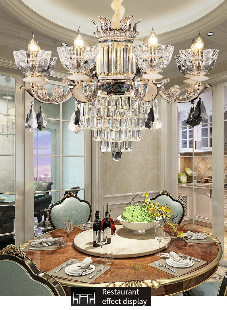 Traditional European Aesthetic Style Chain Pendant Crystal Chandelier 