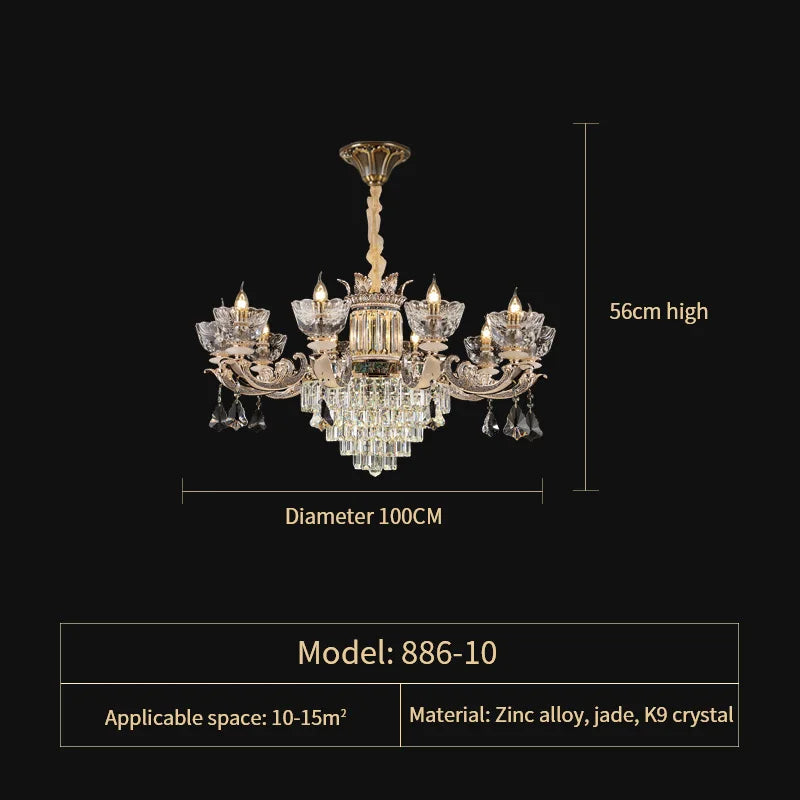 Traditional European Aesthetic Style Chain Pendant Crystal Chandelier 