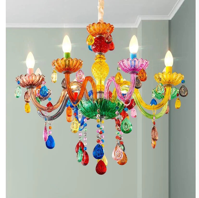 Eye-catching Colorful 100% Crystal Pendant Lamp perfect for transforming your space with its unique lighting and vibrant design.