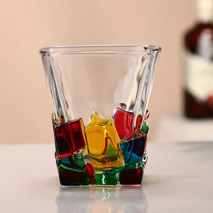"The Rainbow Glossy" Handmade Lead-free Crystal Glass Whiskey Glass