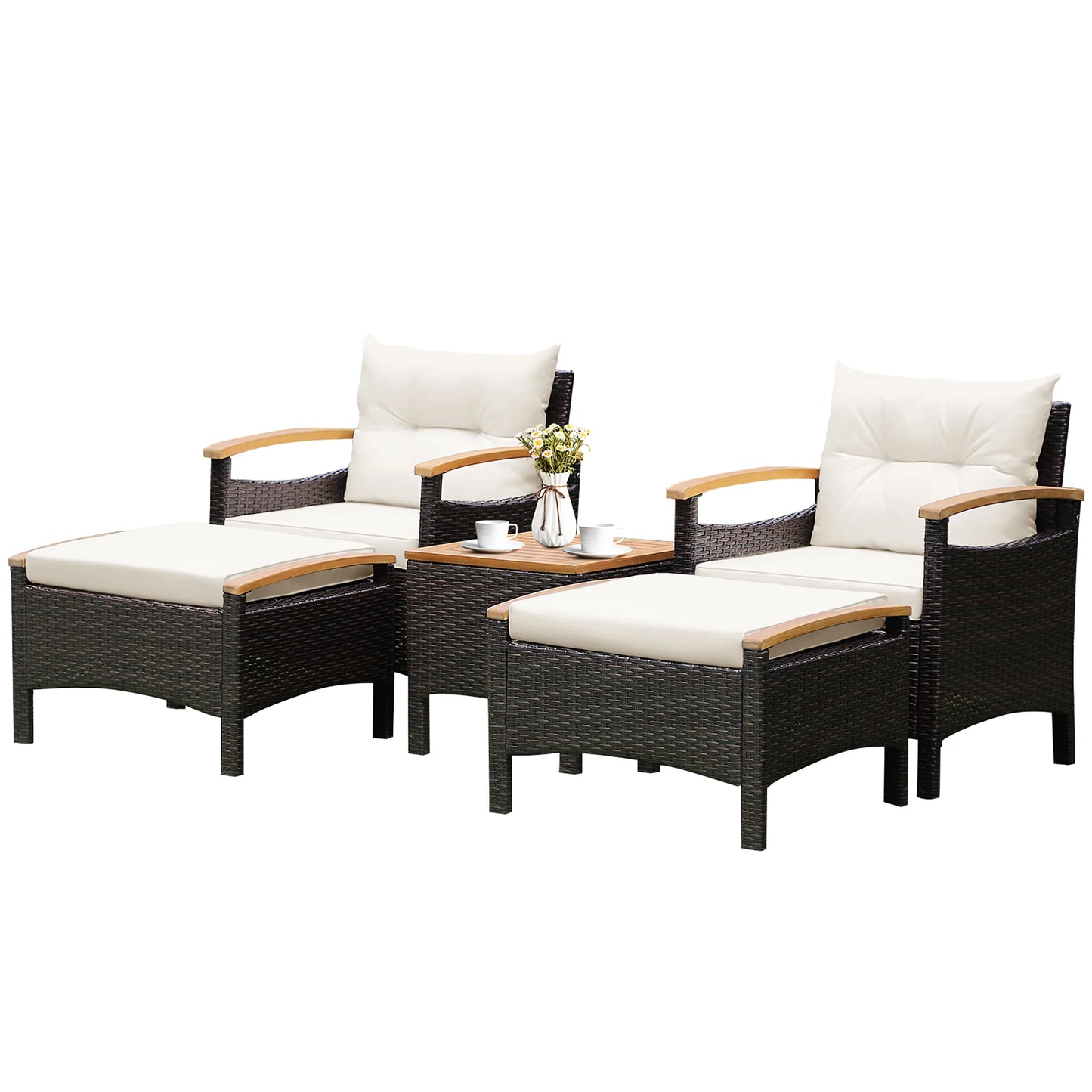 Outdoor 5-piece Patio PE Rattan Sofa Set