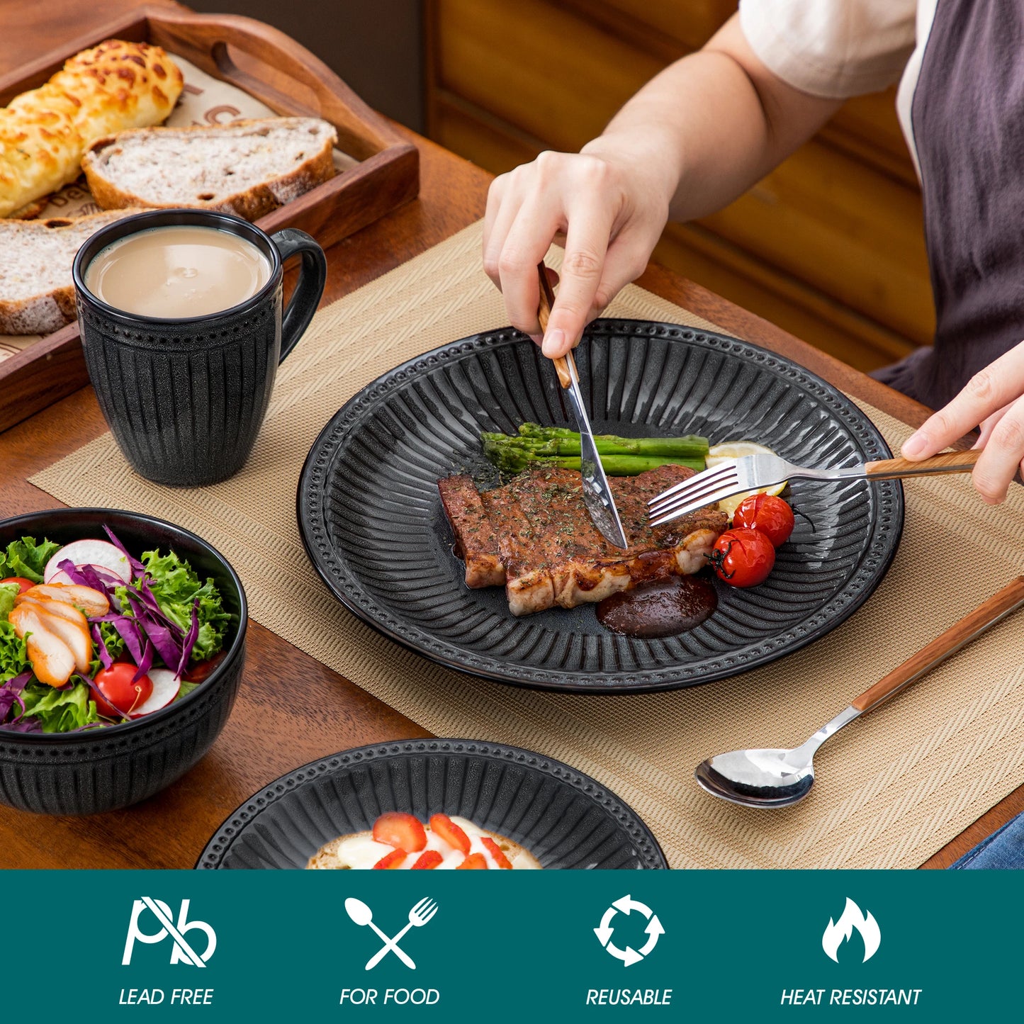 Elegant 16 Piece Ceramic Dinnerware Set (4 person set)