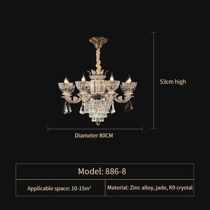 Traditional European Aesthetic Style Chain Pendant Crystal Chandelier 