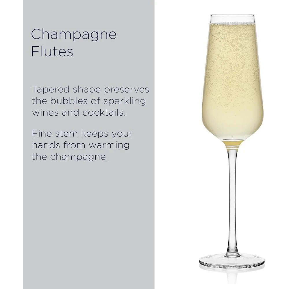 Modern & Elegant Crystal Champagne Toasting Flutes~Set of 4