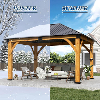 10 x 10 Gray Outdoor Wood Post Gazebo