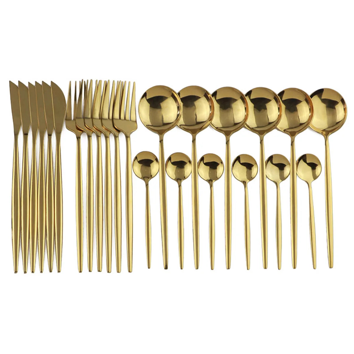 Modern 24-Piece Stainless Steel Tableware for 6