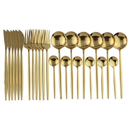 Modern 24-Piece Stainless Steel Tableware for 6