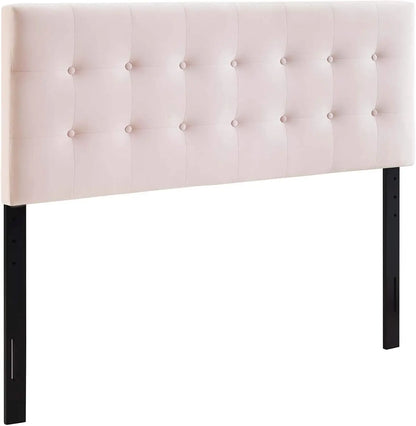 Elegant Queen Size Velvet Pink Headboard w/Tufted Design