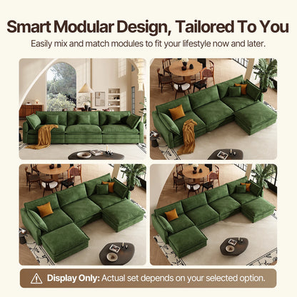 Modern Beige Chenille Upholstered Modular L-shaped Sectional Sofa w/Memory Foam Cushions