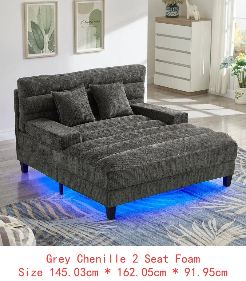 Modern Chenille Lounge/Sofa Chair w/Built-in RGB LED Lights