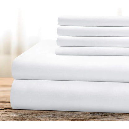 Hotel Luxury White 6-Piece King Size Bed Sheet Set