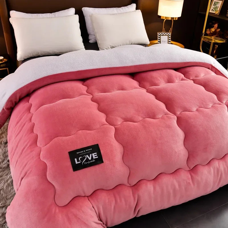 Extra Large Double-Sided Velvet Blanket in fluffy pink color, showcasing softness and comfort.