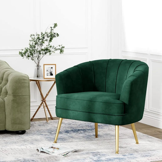 Modern & Simple Accent Chair w/Golden Metal Legs