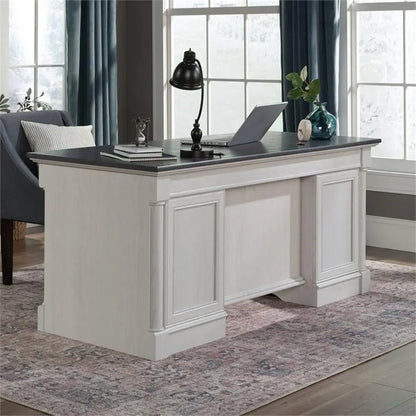 Executive Office Desk  w/File Cabinet Storage in Glacier Oak