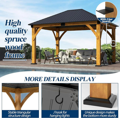 10 x 10 Gray Outdoor Wood Post Gazebo