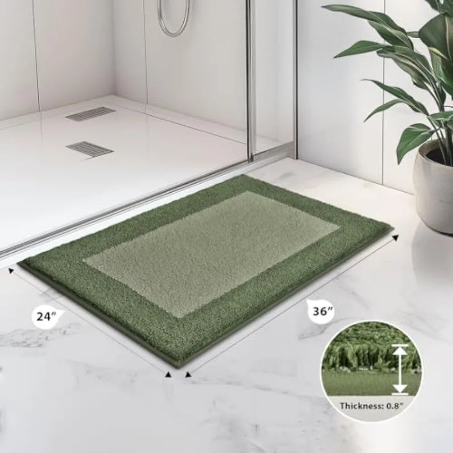 Extra Soft Absorbent Two-toned Olive Green & Sage Bathroom Rug