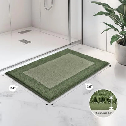 Extra Soft Absorbent Two-toned Olive Green & Sage Bathroom Rug