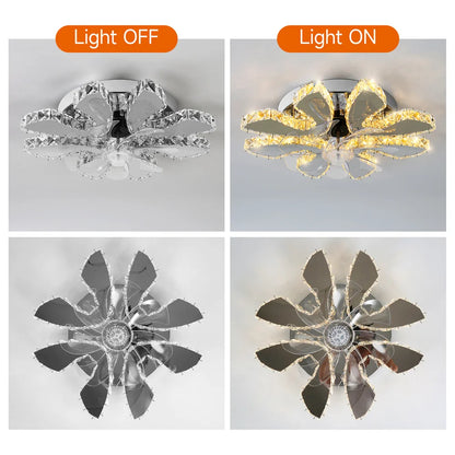 Modern Crystal LED Ceiling Fan Light/Decor Fixture