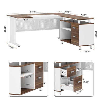 Modern 63" Executive Versatile L-shaped Desk