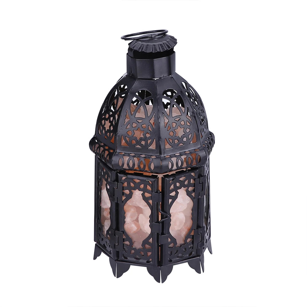 Vintage Iron Frame Natural Crystal Salt Rock Lamp