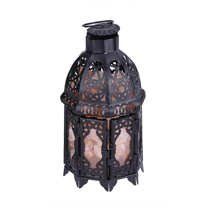 Vintage Iron Frame Natural Crystal Salt Rock Lamp