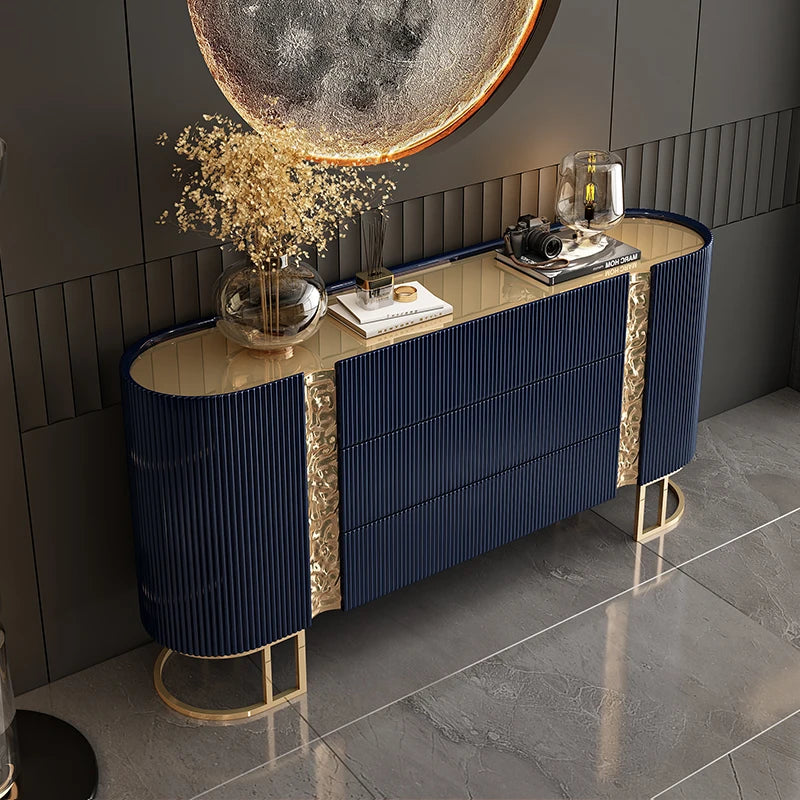 Elegant Modern Luxurious Sideboard Credenza adorned with gold accents, ideal for adding sophistication to your office or home.