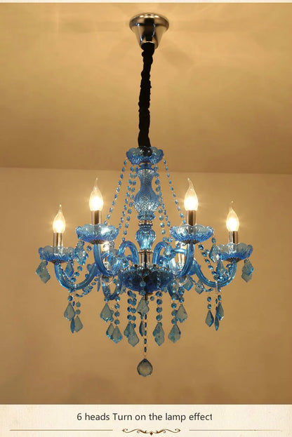 European Mediterranean Blue Crystal Chandelier